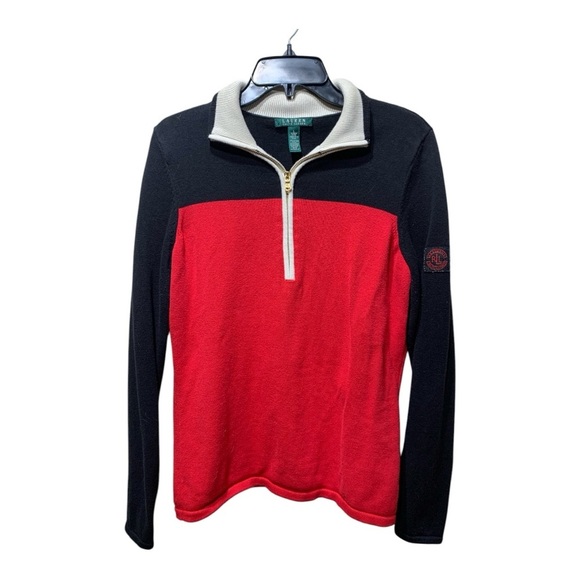 Women’s Lauren RL Color Block 1/4 Zip Neck Sweatet - Picture 1 of 4